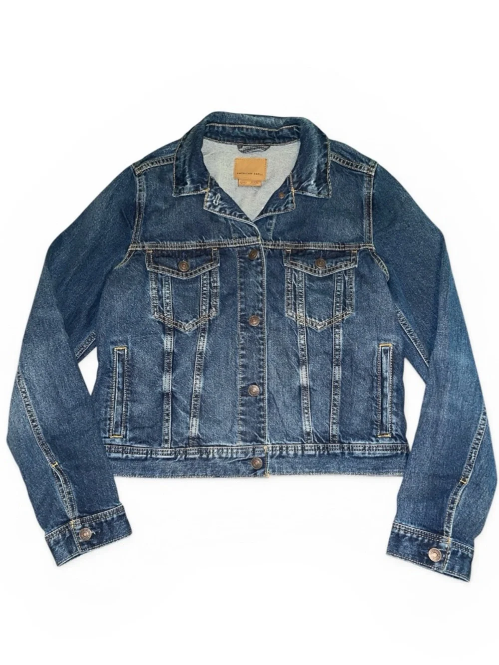 American Eagle Outfitters Light Wash Denim Jacket - Pale Blue Size Medium NWT - Picture 2 of 12